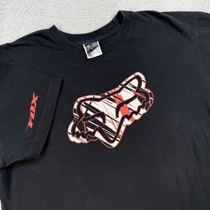 Vintage Fox Racing T-Shirt Mens Large Black Red Short Sleeve Cotton Y2K Tee